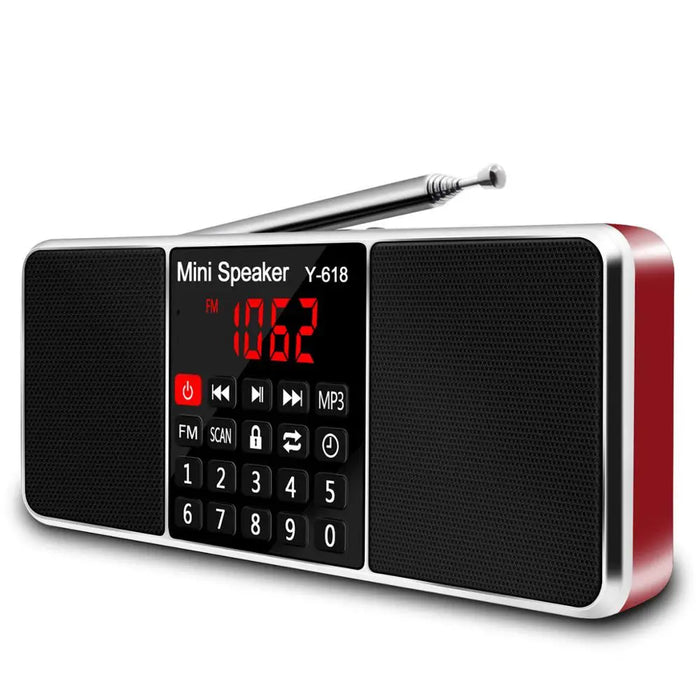 Red digital stereo FM radio receiver