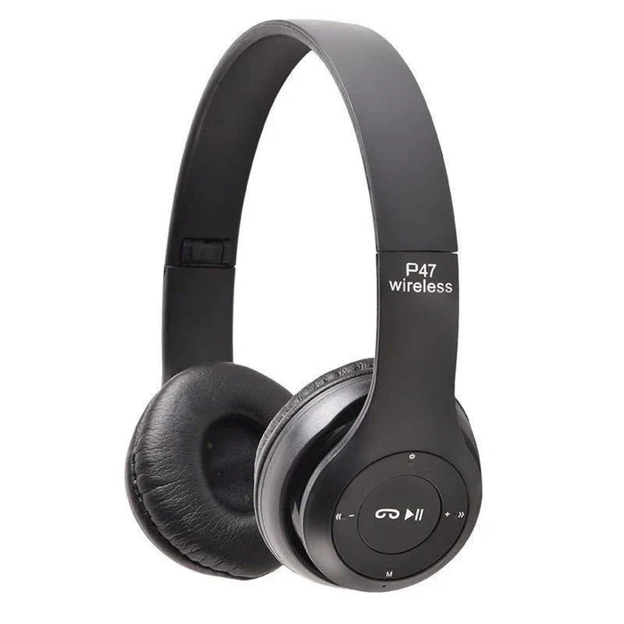 Black wireless Bluetooth over-ear headphones