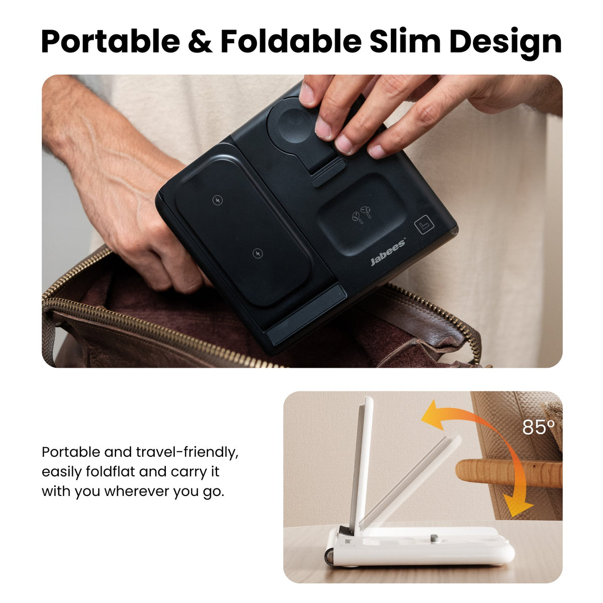 Jabees PowerGlow 4-in-1 foldable wireless charger with LED light