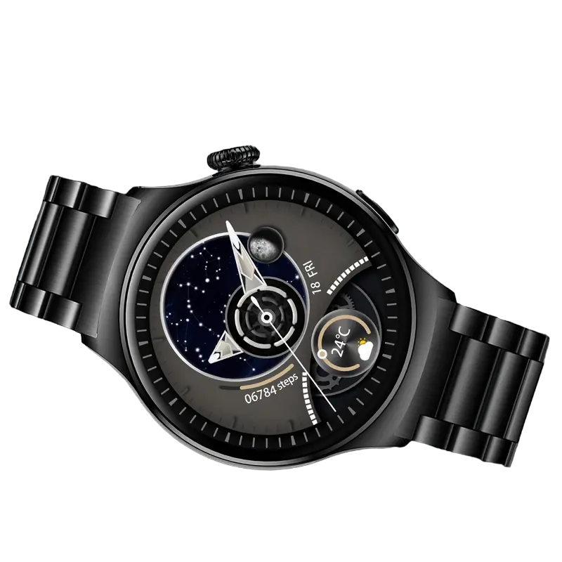 Sort sports-smartwatch til mænd med stor skærm