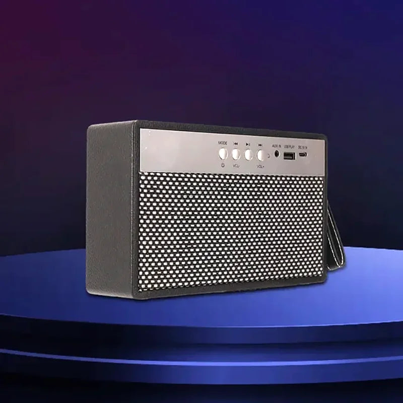 Sort bærbar mini-Bluetooth-højttaler med retrofinish