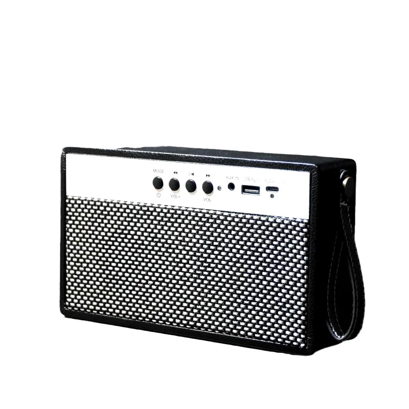 Sort bærbar mini-Bluetooth-højttaler med retrofinish