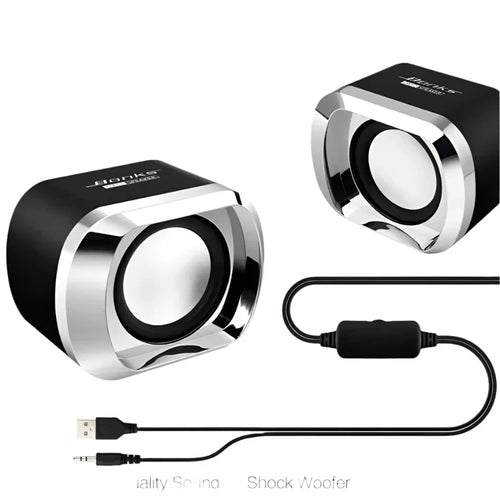 Portable Bass Computer Speakers with Subwoofer (Black)-1