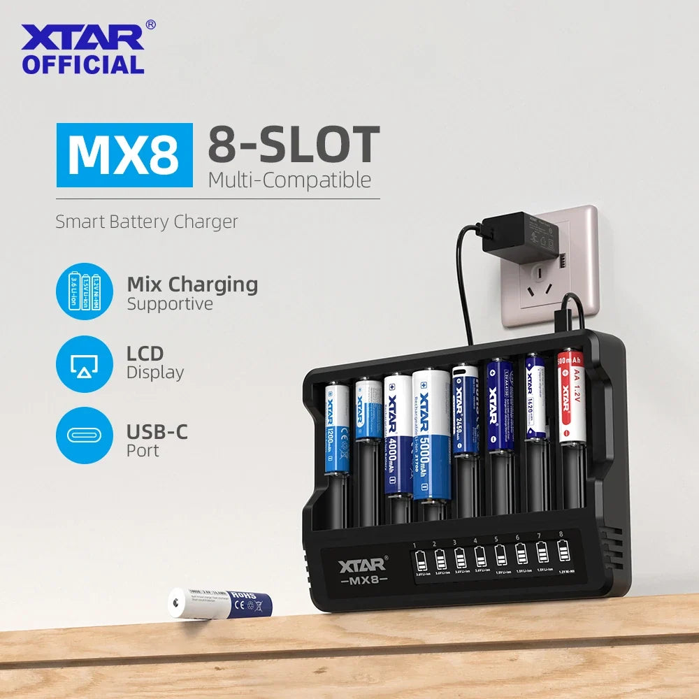 XTAR MX8 smart batterioplader