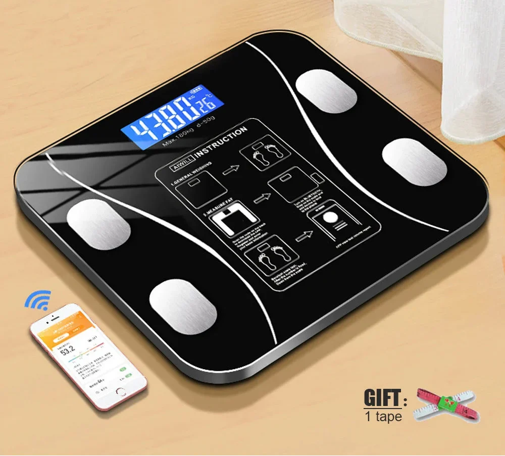 Black smart Bluetooth body fat scale