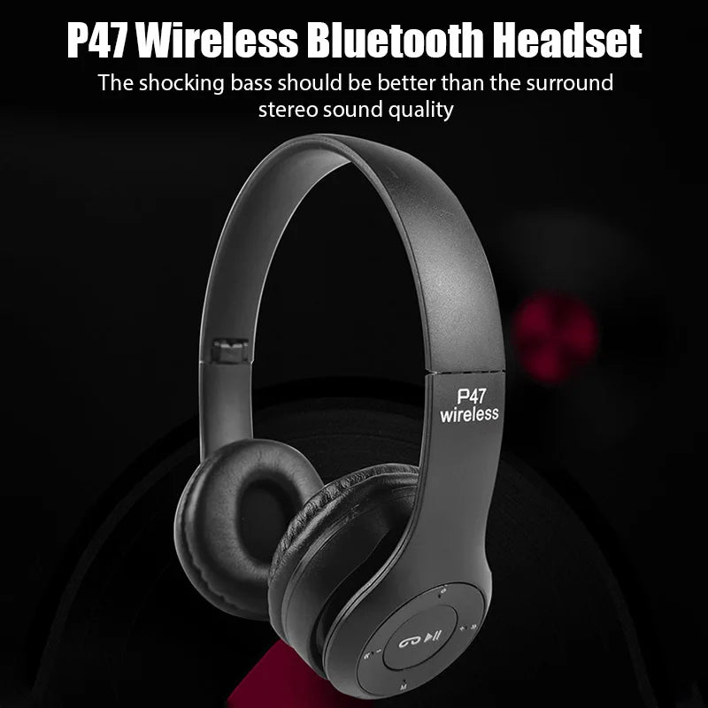 Casque Bluetooth sans fil à arceau, noir
