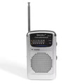 Sølvfarvet bærbar mini-multibåndsradio i lommeformat