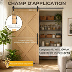 200 cm carbon steel sliding barn door rail