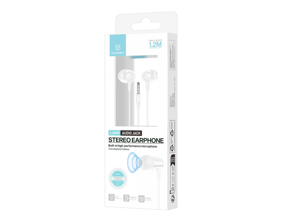 Techancy TD8025 wired 3.5 mm earphones with inline controls
