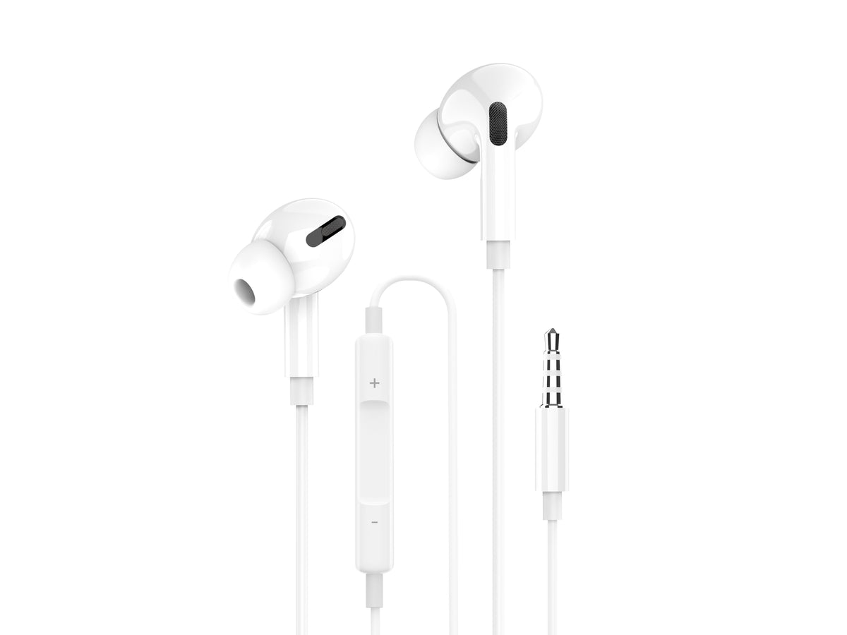 White Techancy TD8036 wired 3.5 mm earphones with microphone