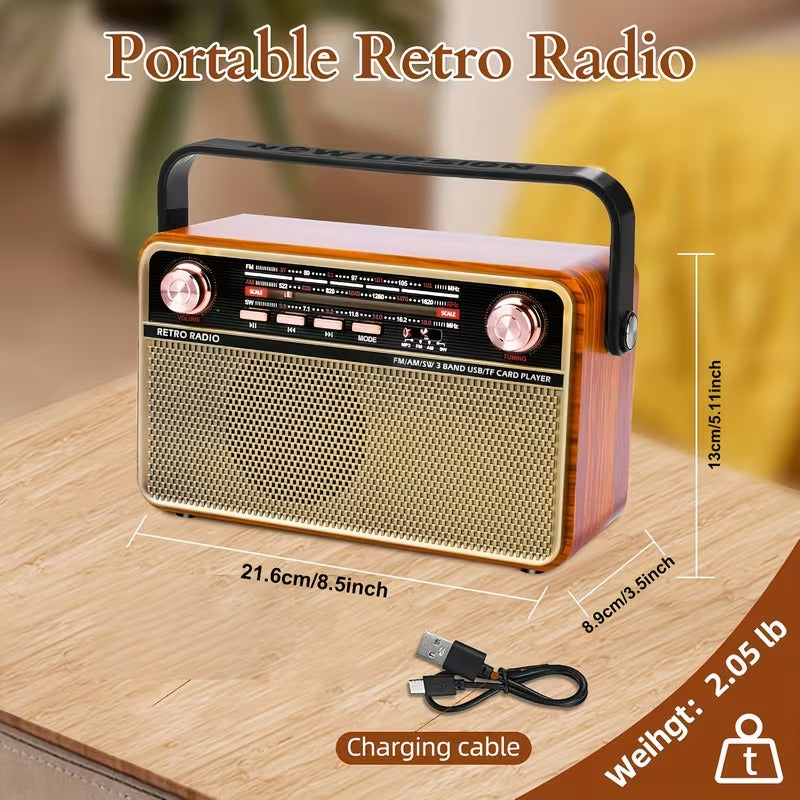 Bærbar AM/FM/SW-radio med USB, TF og AUX