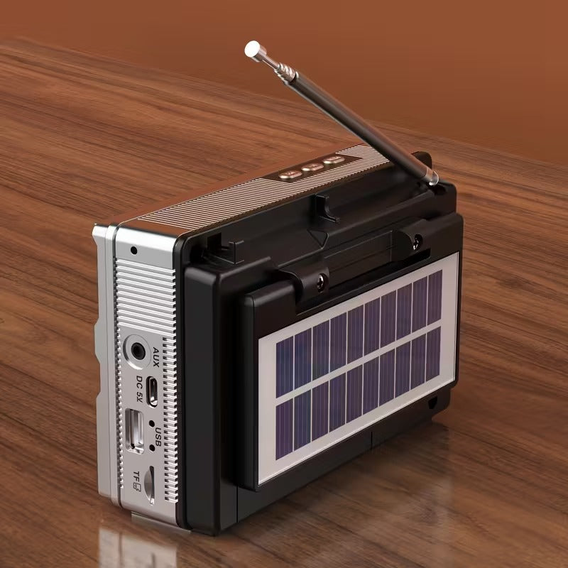 Bærbar multifunktionsradio med FM/AM/Bluetooth/solceller