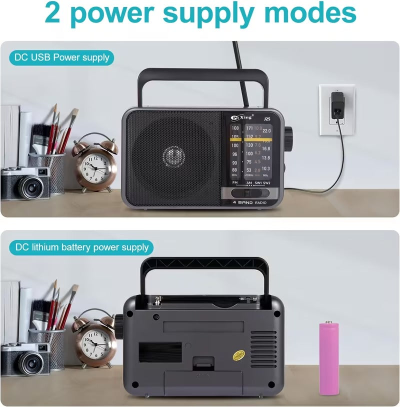 AM/FM-transistorradio med USB-opladning